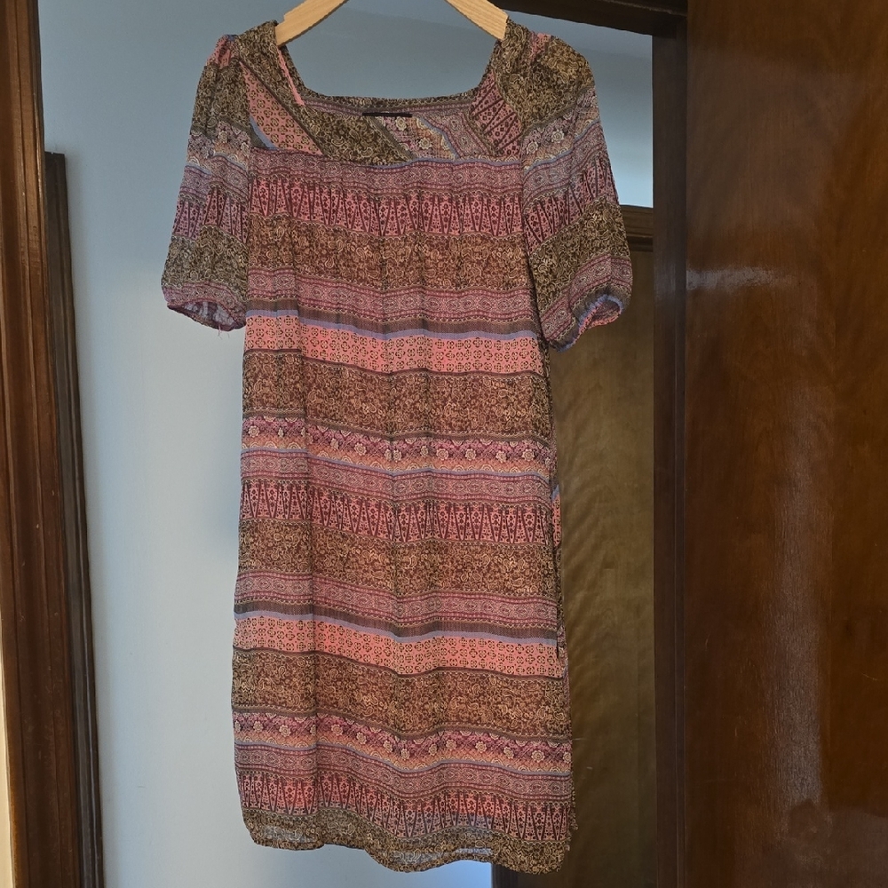 Chic Striped Kids Dress in Pink and Brown